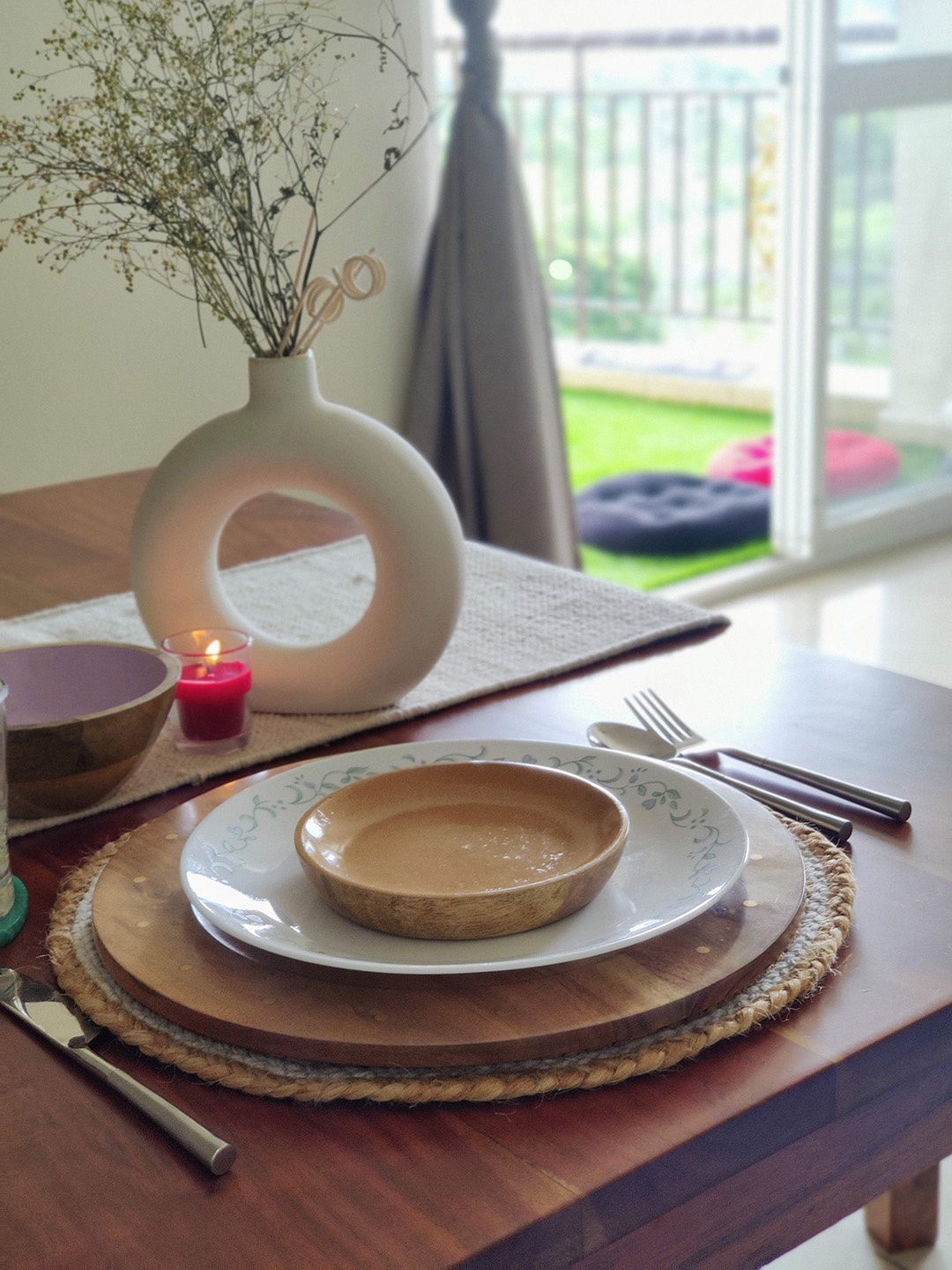 

NURTURE INDIA Brown 2 Pcs Solid Acacia Wooden Dinner Plates