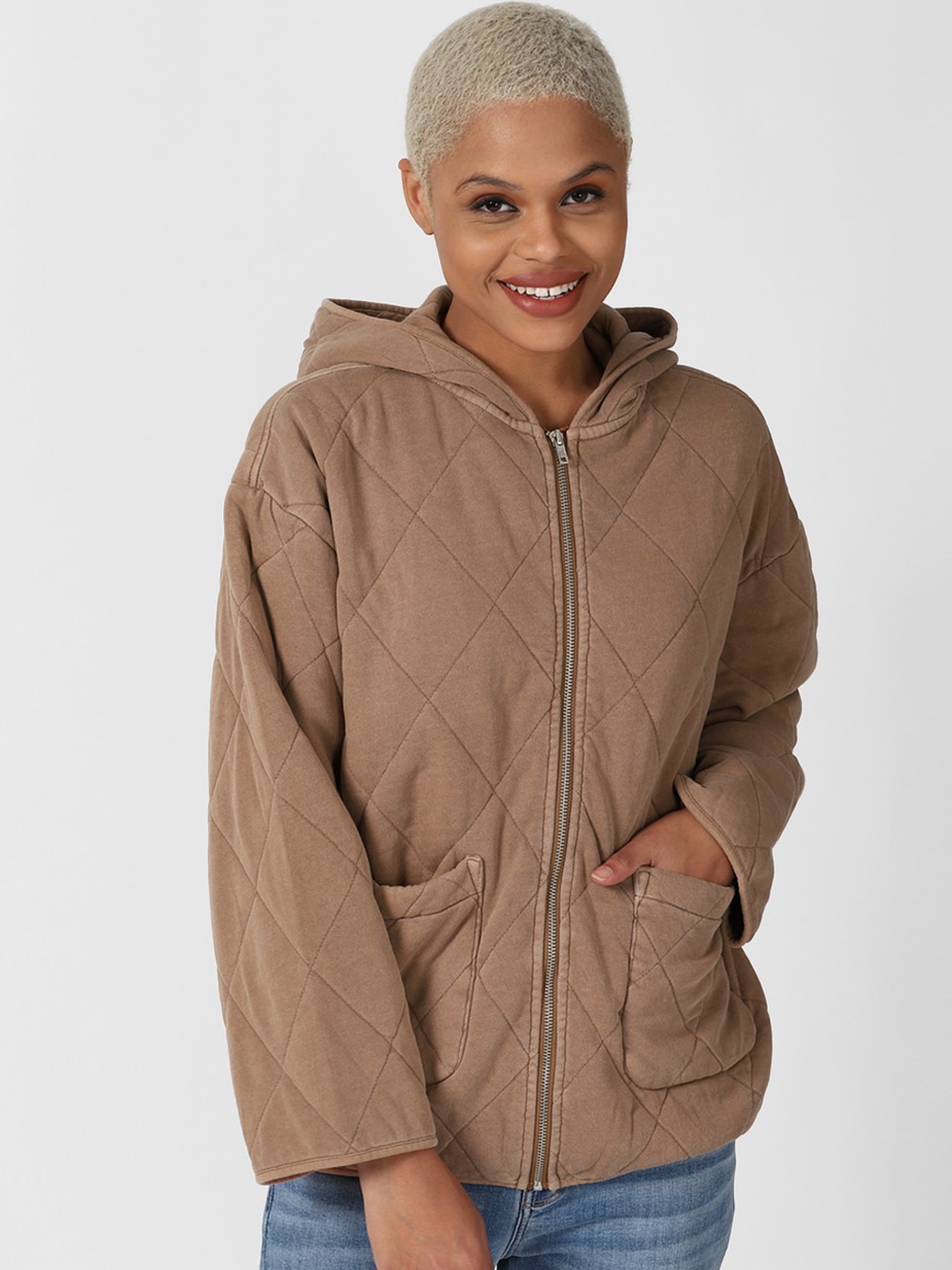 

FOREVER 21 Women Brown Quilted Jacket