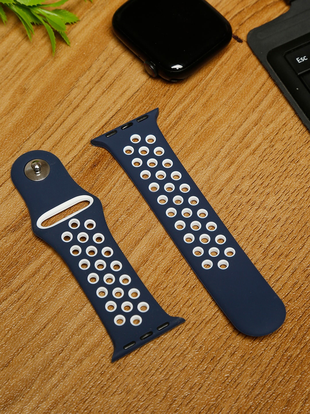 

MUTAQINOTI Blue Patterned Silicon Watch Straps