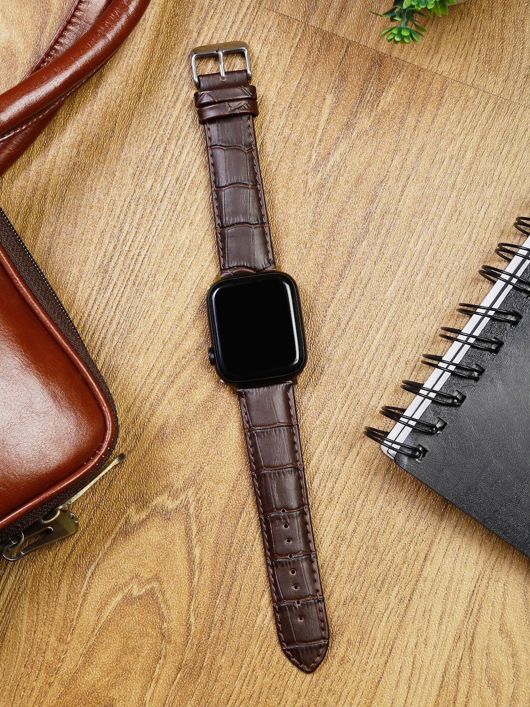

MUTAQINOTI Brown & Black Patterned 44 mm Leather Watch Straps