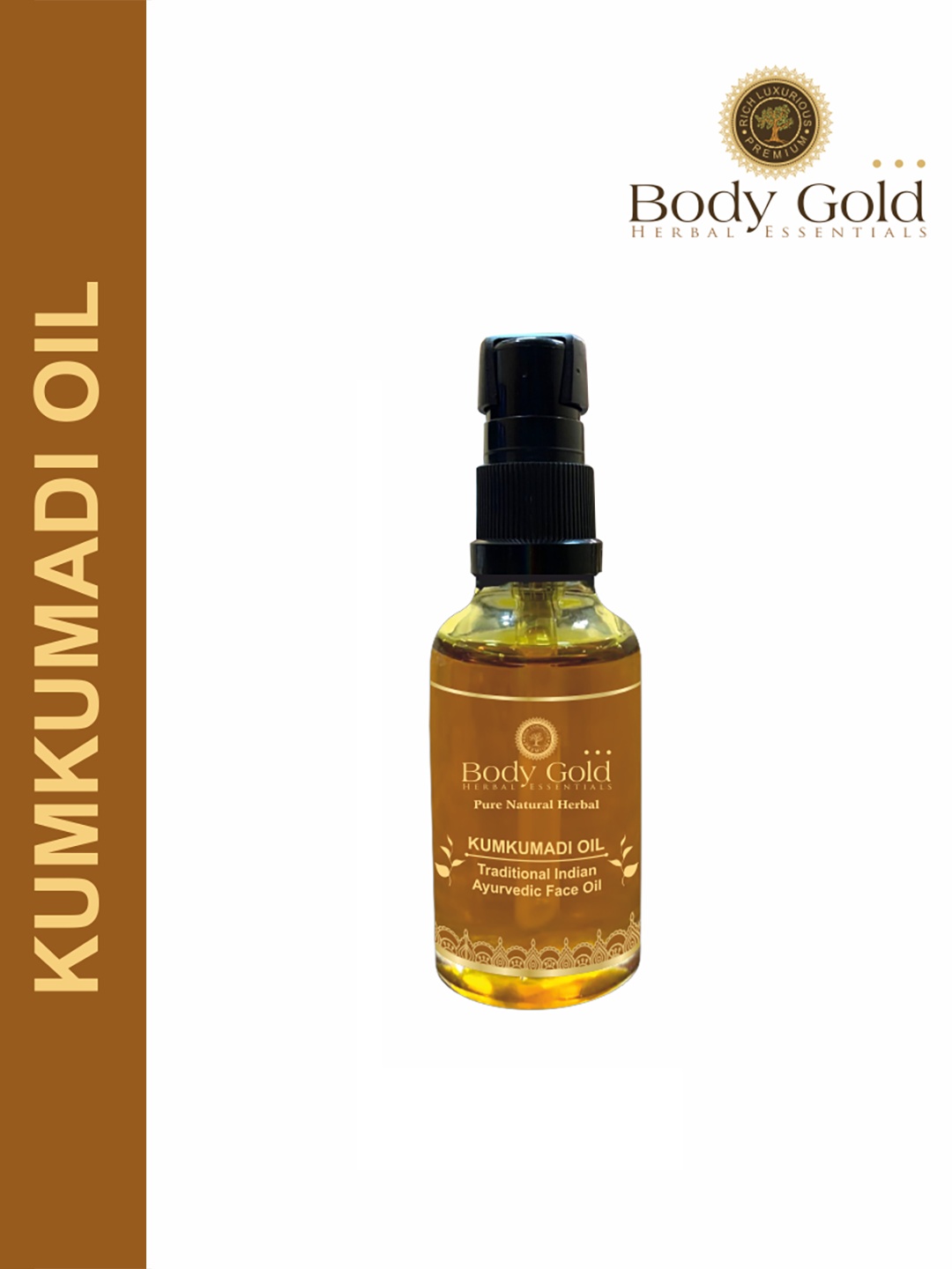 

Body Gold Pure Natural Herbal Kumkumadi Face Oil with Manjishta 15 ml, Brown