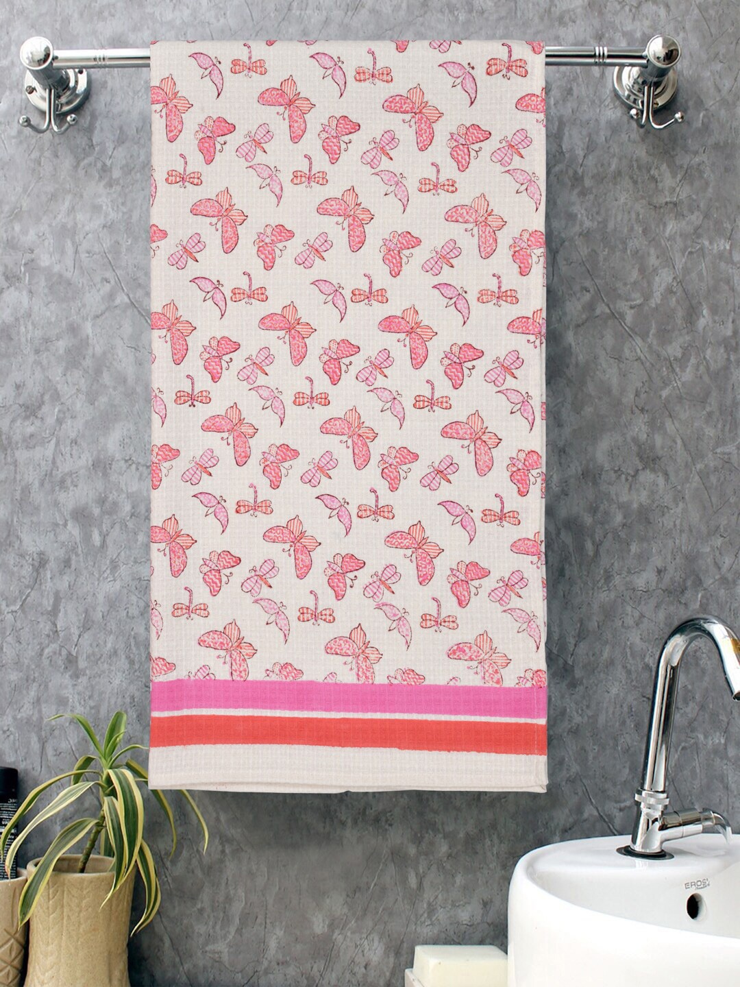 

Gulaab Jaipur Kids Pink Printed Cotton 400GSM Hand Towel