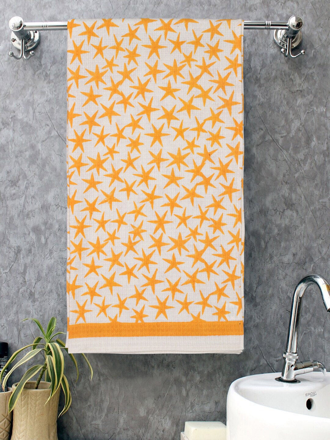 

Gulaab Jaipur Kids White & Yellow Printed 400 GSM Organic Cotton Bath Towel