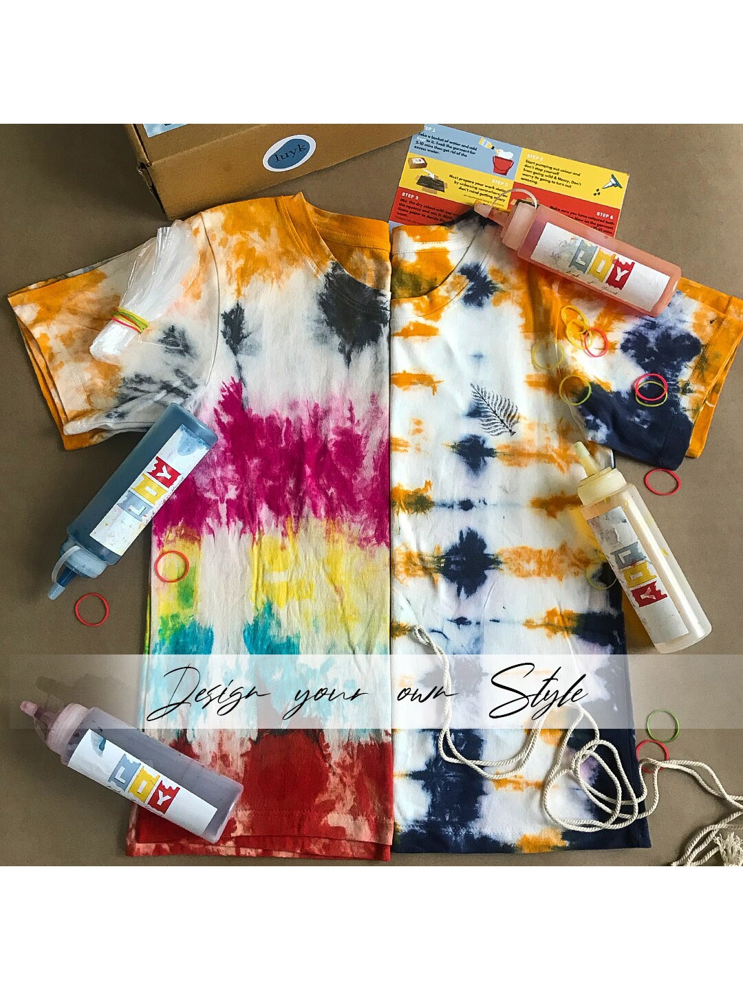 

luyk Kids Tie & Dye DIY T-shirt Set, Blue