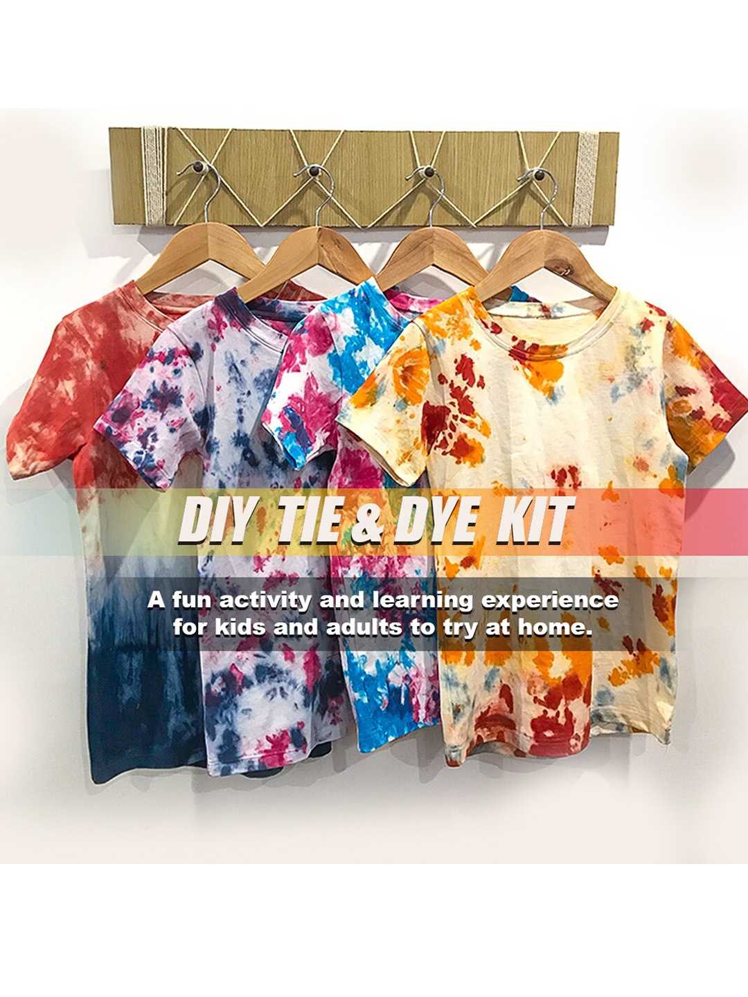 

luyk Kids Navy Blue & Orange Tie & Dye DIY T-shirt Set