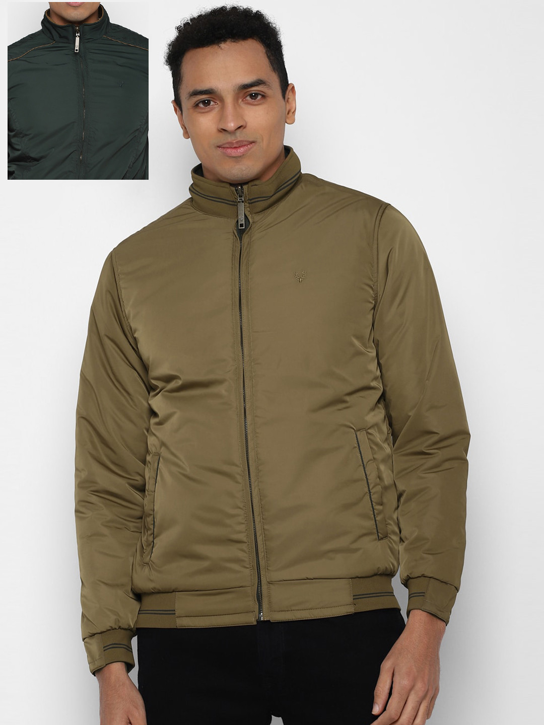 

Allen Solly Men Khaki Reversible Bomber Jacket