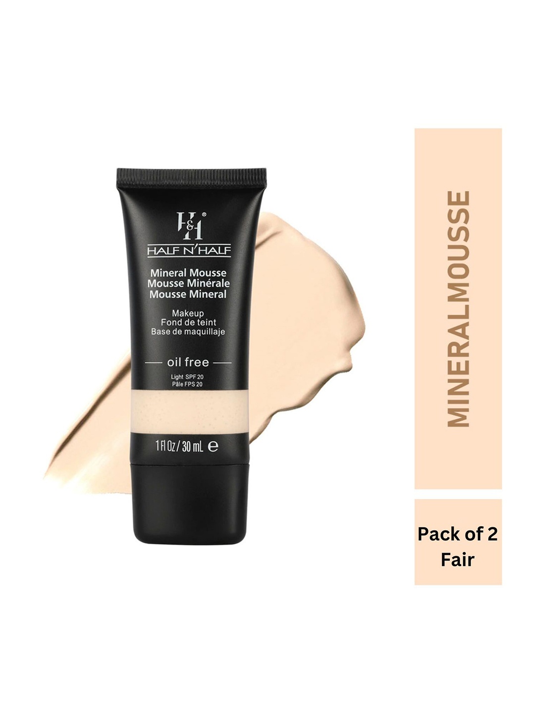 

Half N Half Mineral Mousse Oil Free Foundation Light SPF-20, Cream