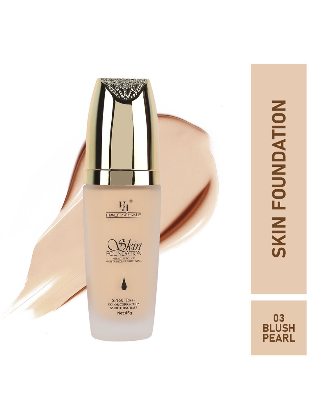 

Half N Half Miracle Touch Moisturizing Whitening Skin Foundation SPF 50 PA++ 45gm, Cream