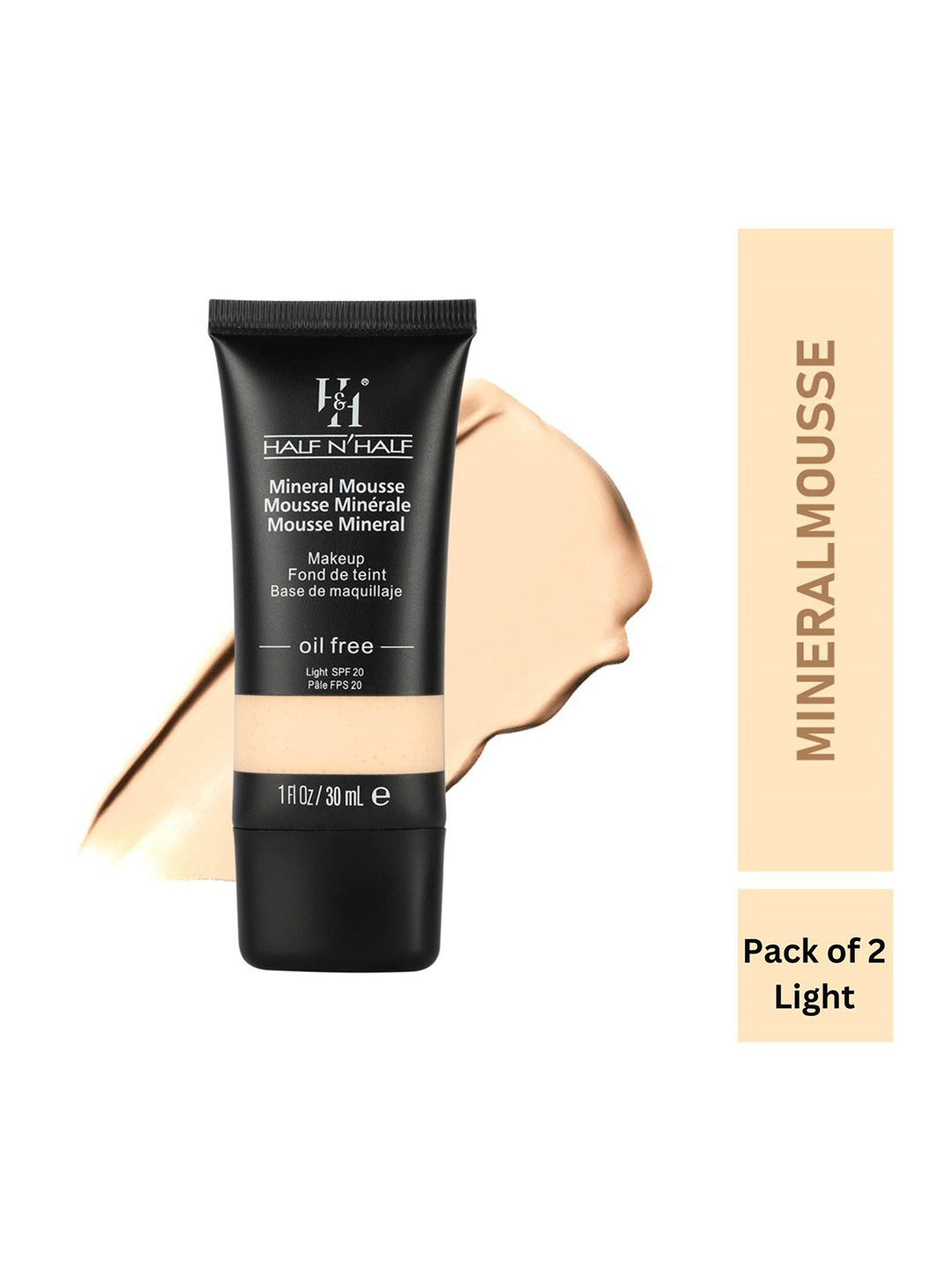 

Half N Half Mineral Mousse Oil Free Foundation with SPF 20 - Light 30ml, Cream