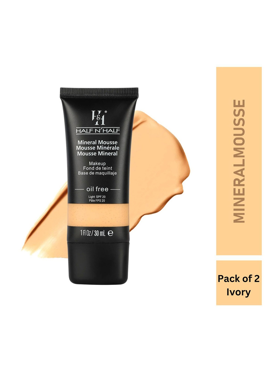 

Half N Half Mineral Mousse Oil Free Foundation Light SPF-20 - Ivory, Beige