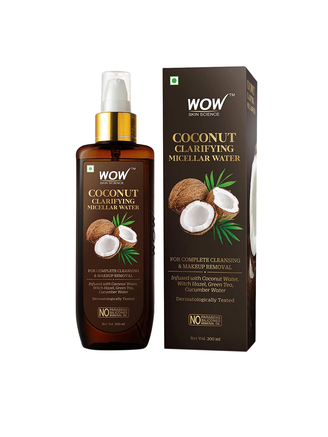 

WOW SKIN SCIENCE Coconut Vegan Clarifying Micellar Water 200 ml, Brown