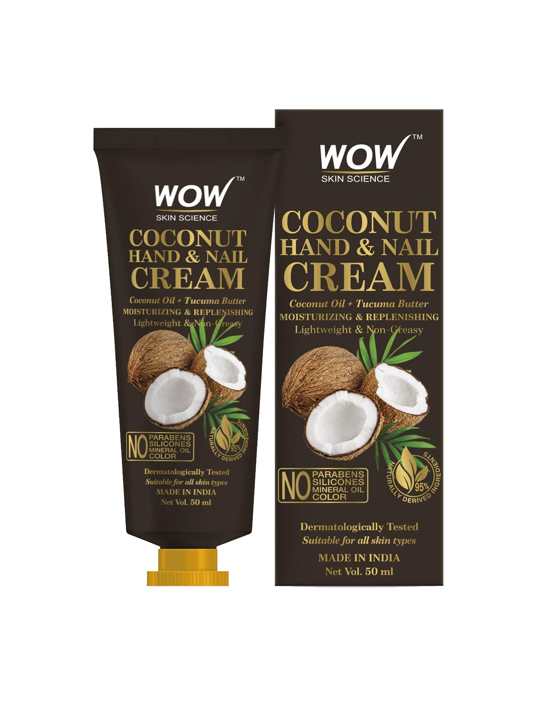 

WOW SKIN SCIENCE Coconut Vegan Hand & Nail Cream 50 ml, Brown