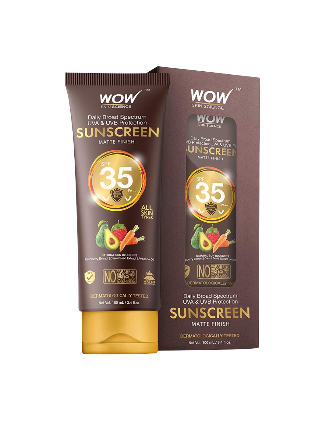 

WOW SKIN SCIENCE Matte Finish SPF 35 PA++ Vegan UVA & UVB Protection Sunscreen 100 ml, Brown