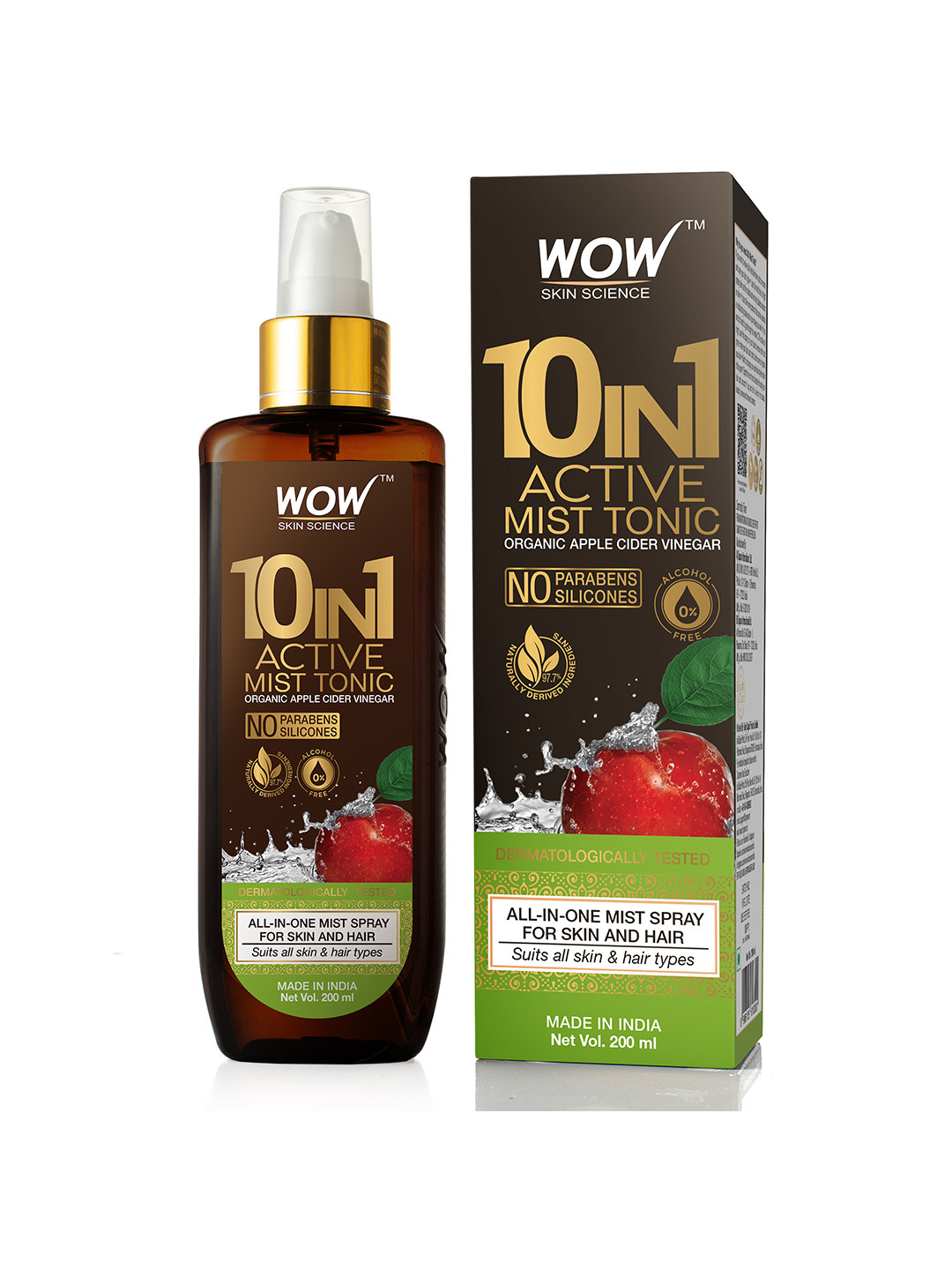 

WOW SKIN SCIENCE Unisex 10-in-1 Miracle Apple Cider Vinegar Mist Tonic 200ml, White