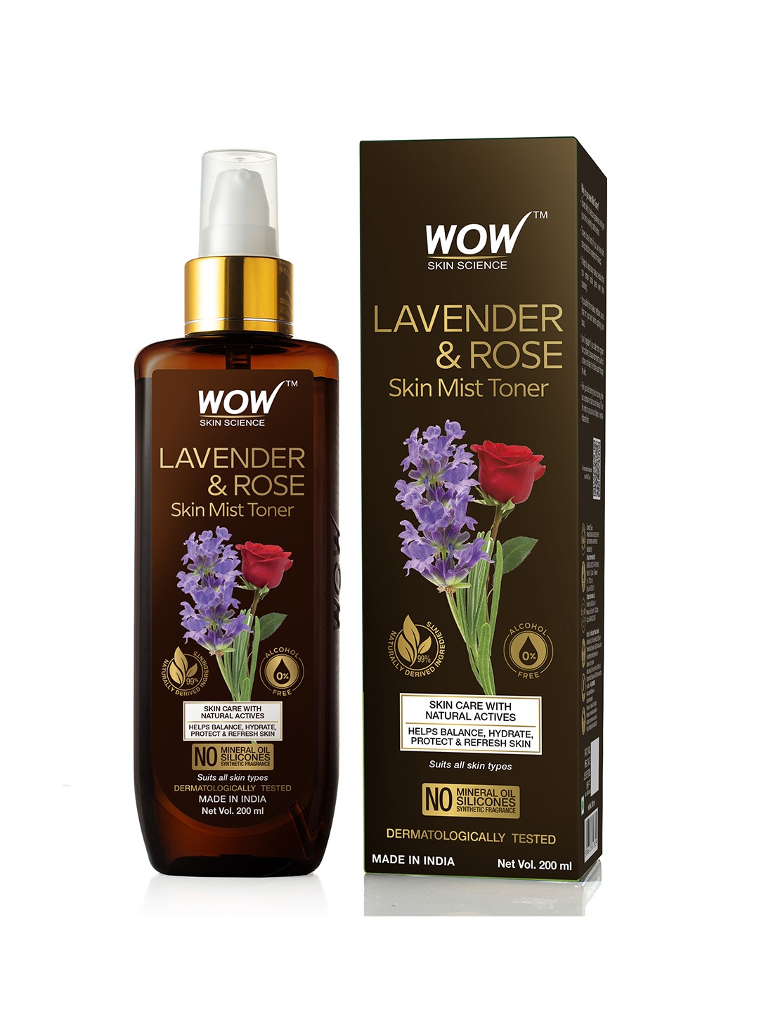 

WOW SKIN SCIENCE Lavender & Rose Vegan Skin Mist Toner 200 ml, Brown