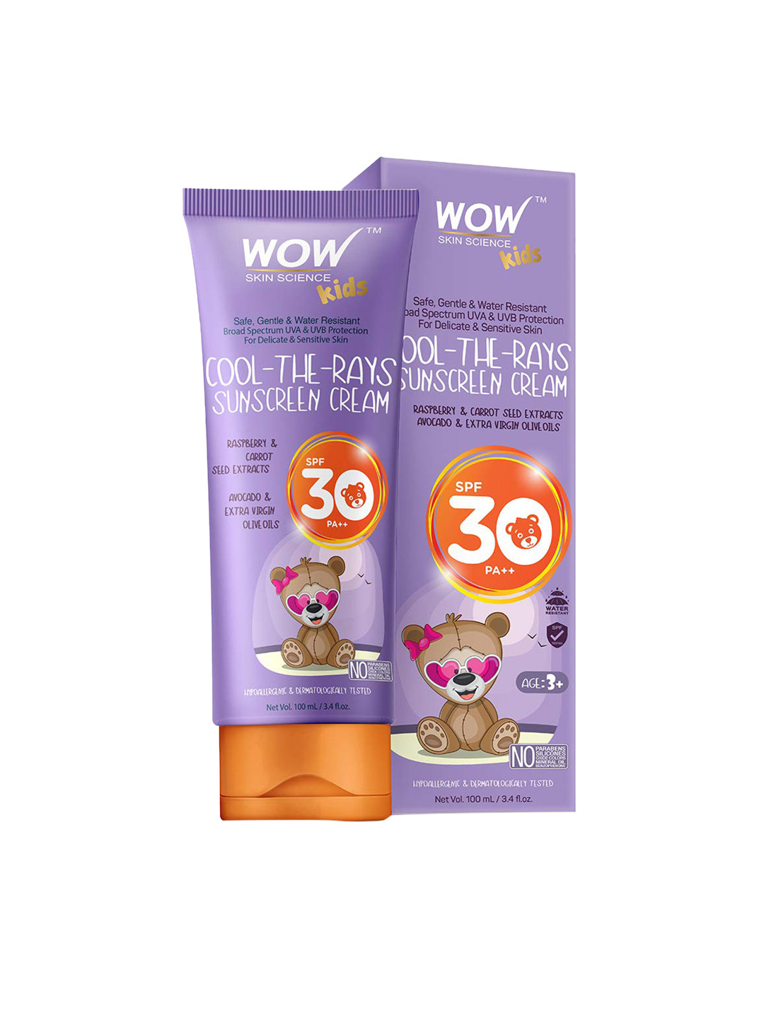 

WOW SKIN SCIENCE Kids Age 3+ Cool-The-Rays SPF 30 PA++ Sunscreen Cream 100 ml, Purple
