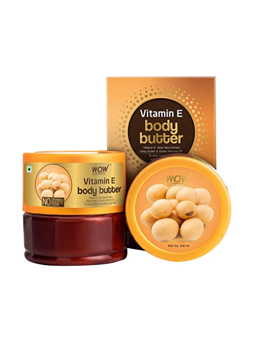 

WOW SKIN SCIENCE Dermatologically Tested Vitamin E Vegan Body Butter 200 ml, Brown