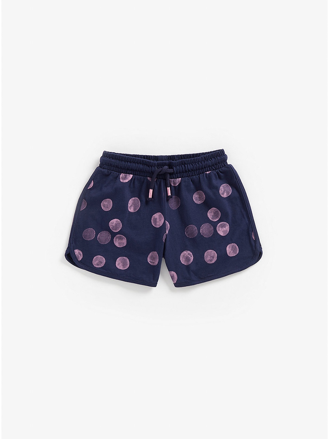 

mothercare Girls Navy Blue & Pink Printed Cotton Shorts
