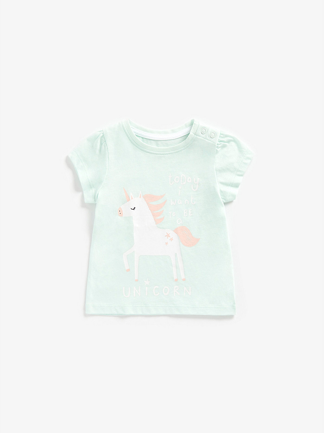 

mothercare Infant Girls Mint Green & White Unicorn Printed Cotton Top
