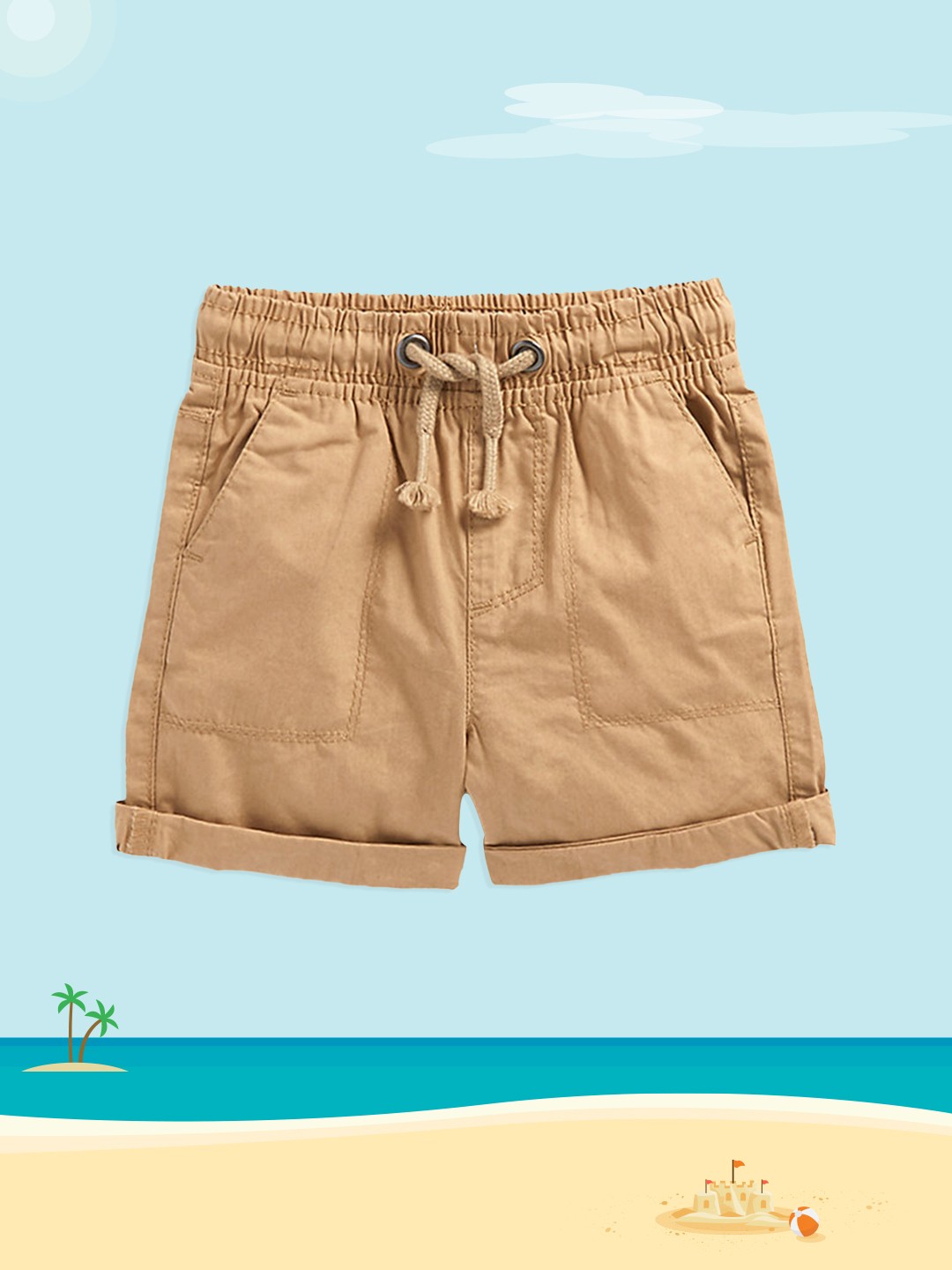 

mothercare Infant Boys Brown Solid High-Rise Pure Cotton Shorts