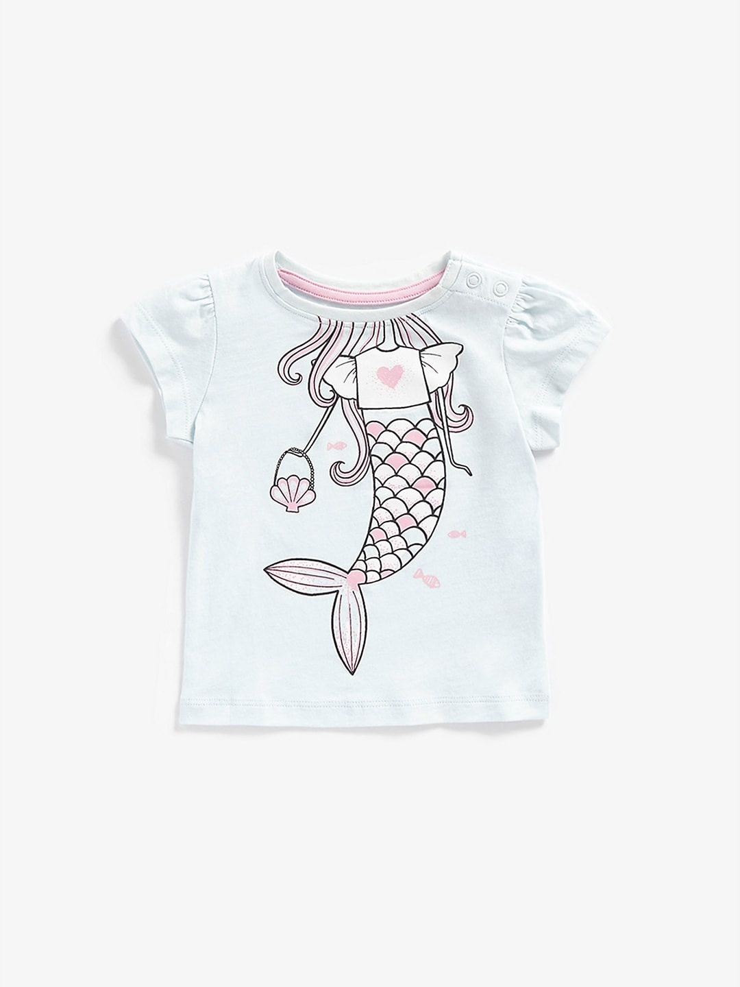 

mothercare Infant Girls Blue & Pink Printed Cotton Top