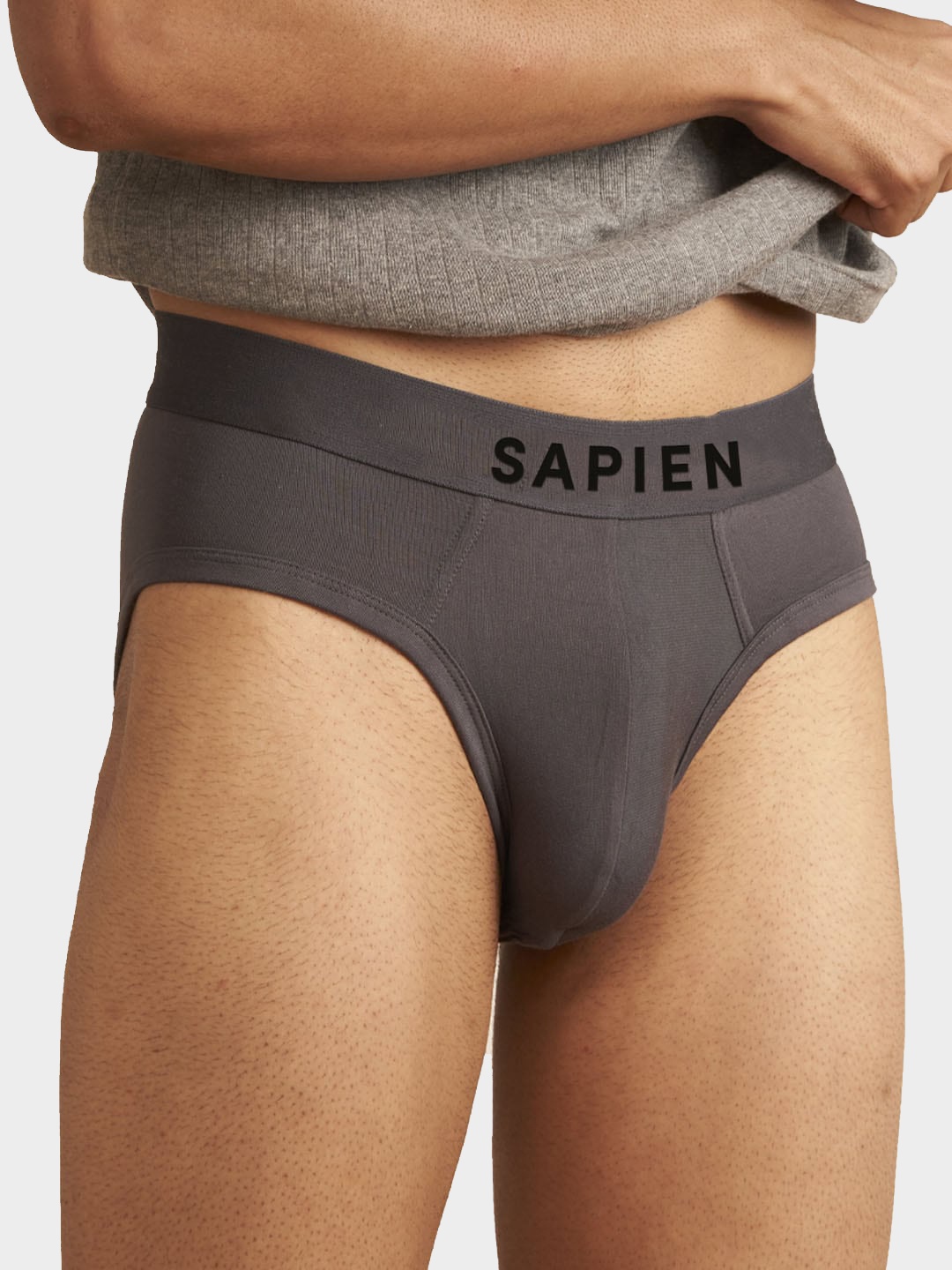 

Man Matters Grey Solid Briefs with Anti Microbial and Micro Modal Finish