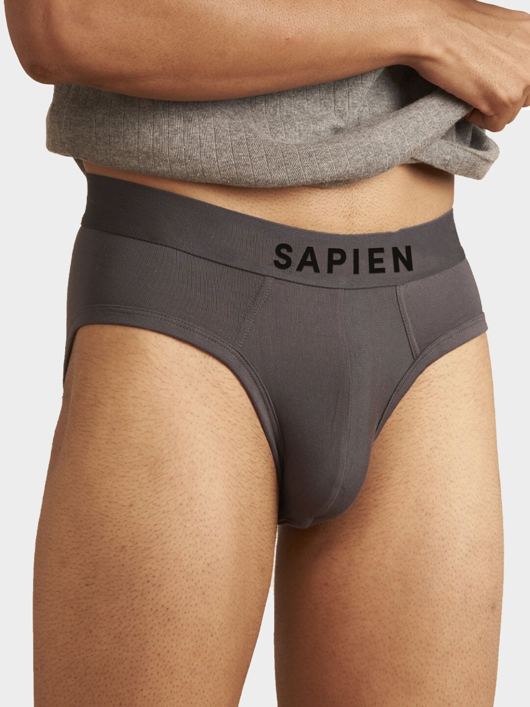 

Man Matters Grey Solid Brief with Anti Microbial and Micro Modal Finish