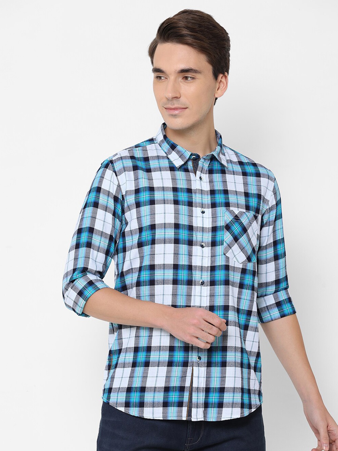 

Pepe Jeans Men Blue Tartan Checks Casual Shirt