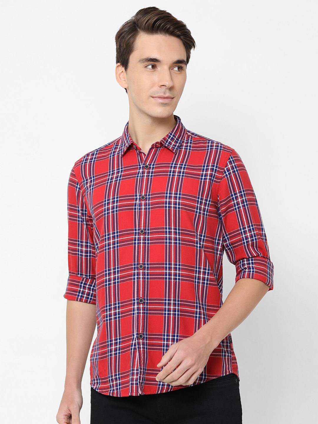 

Pepe Jeans Men Red Tartan Checks Checked Casual Shirt
