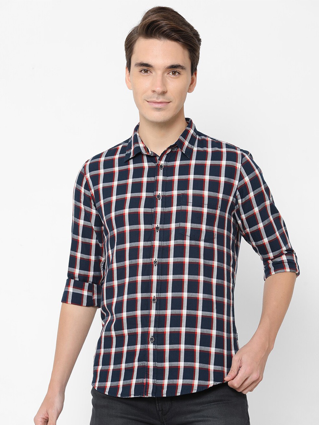 

Pepe Jeans Men Blue Checked Pure Cotton Casual Shirt