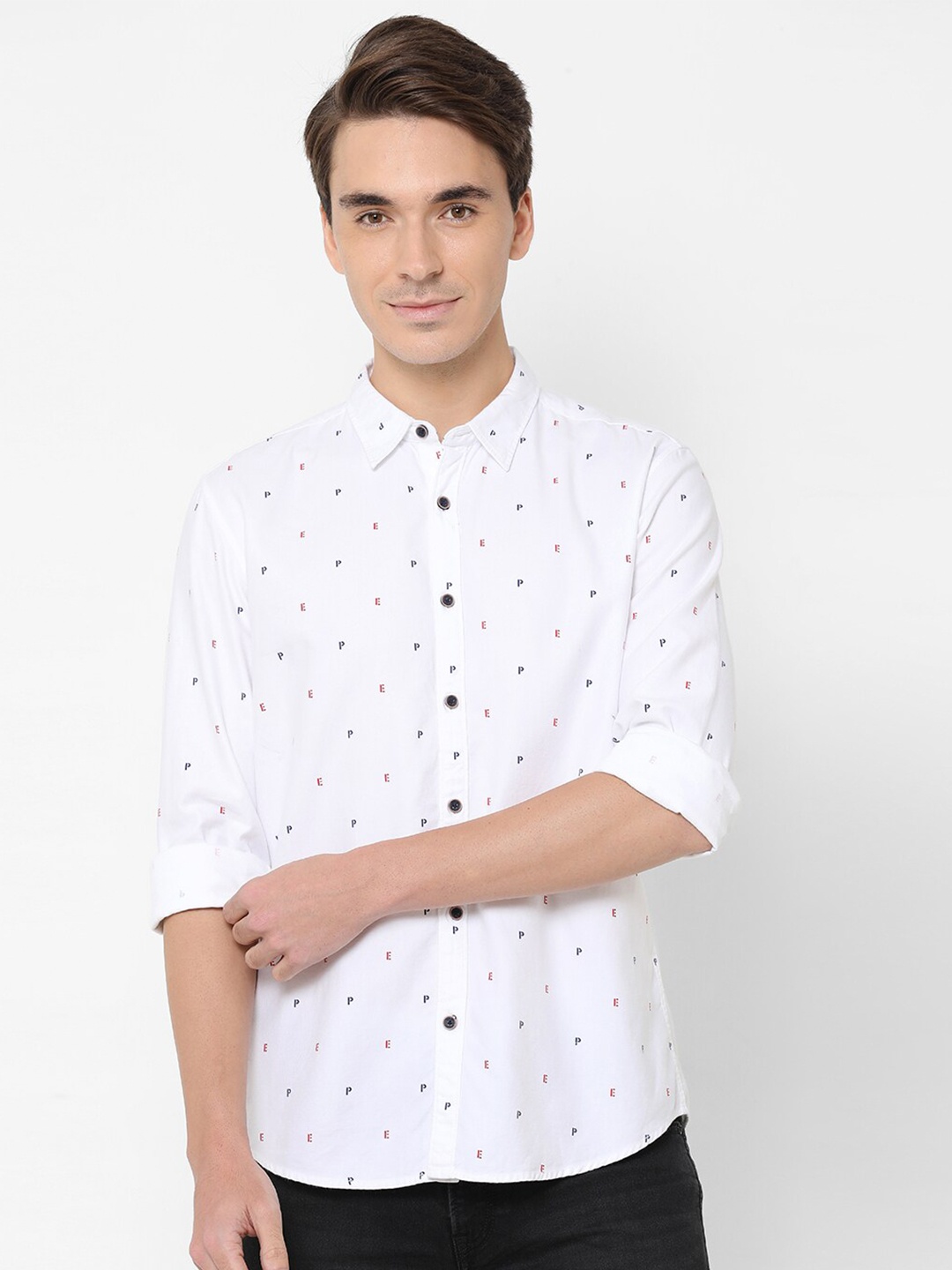 

Pepe Jeans Men White Printed Pure Cotton Casual Shirt