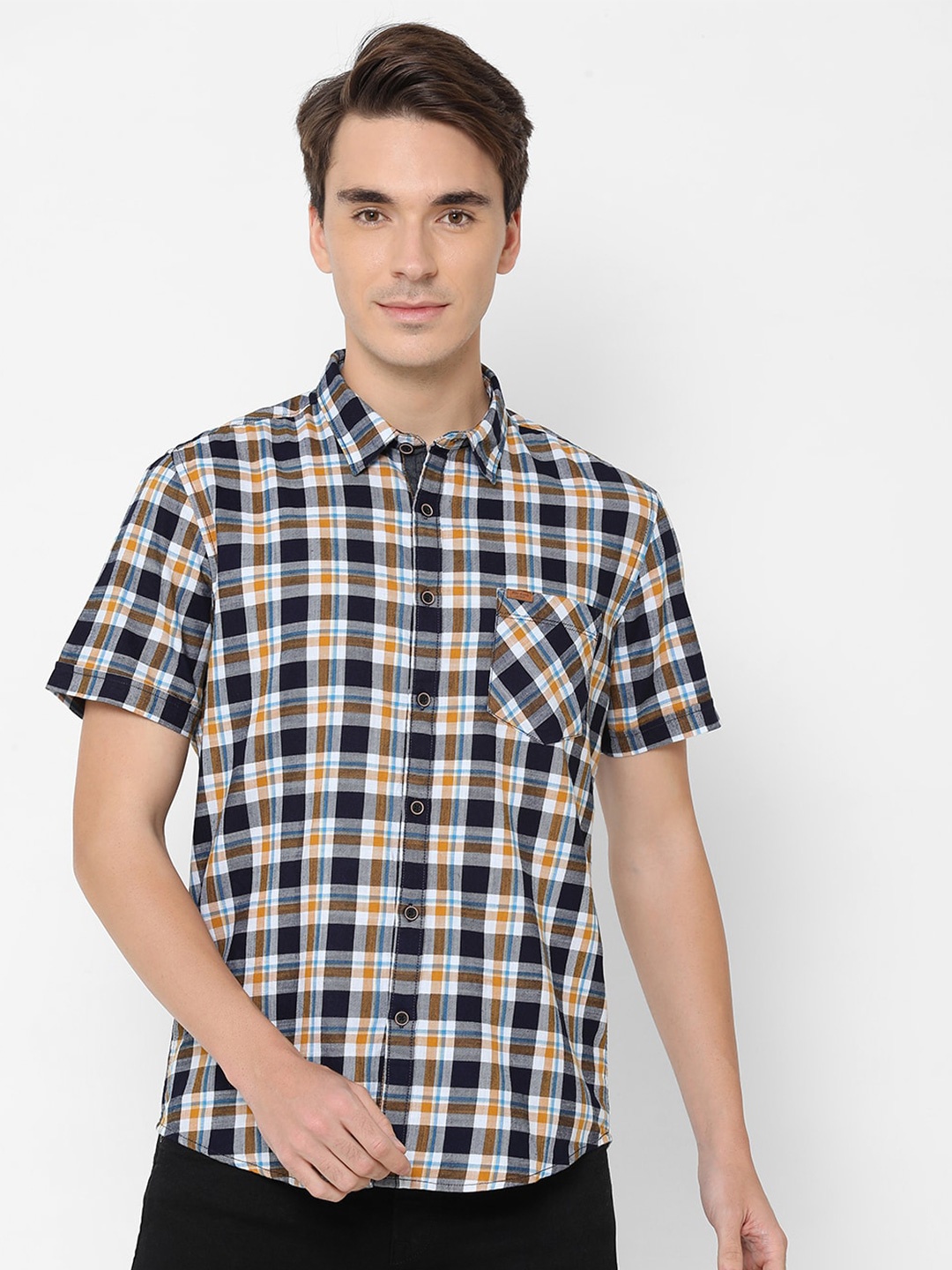 

Pepe Jeans Men Yellow Tartan Checks Checked Pure Cotton Casual Shirt