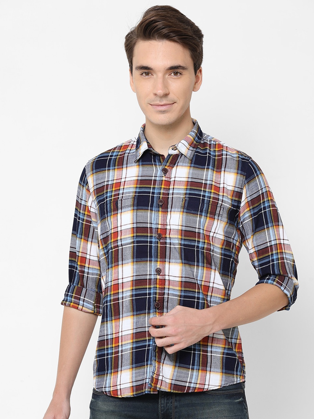 

Pepe Jeans Men Tartan Checks Checked Pure Cotton Casual Shirt, Multi