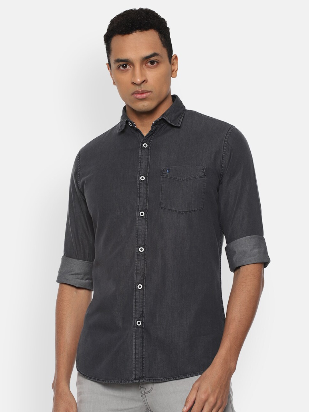 

VAN HEUSEN DENIM LABS Men Grey Slim Fit Casual Shirt