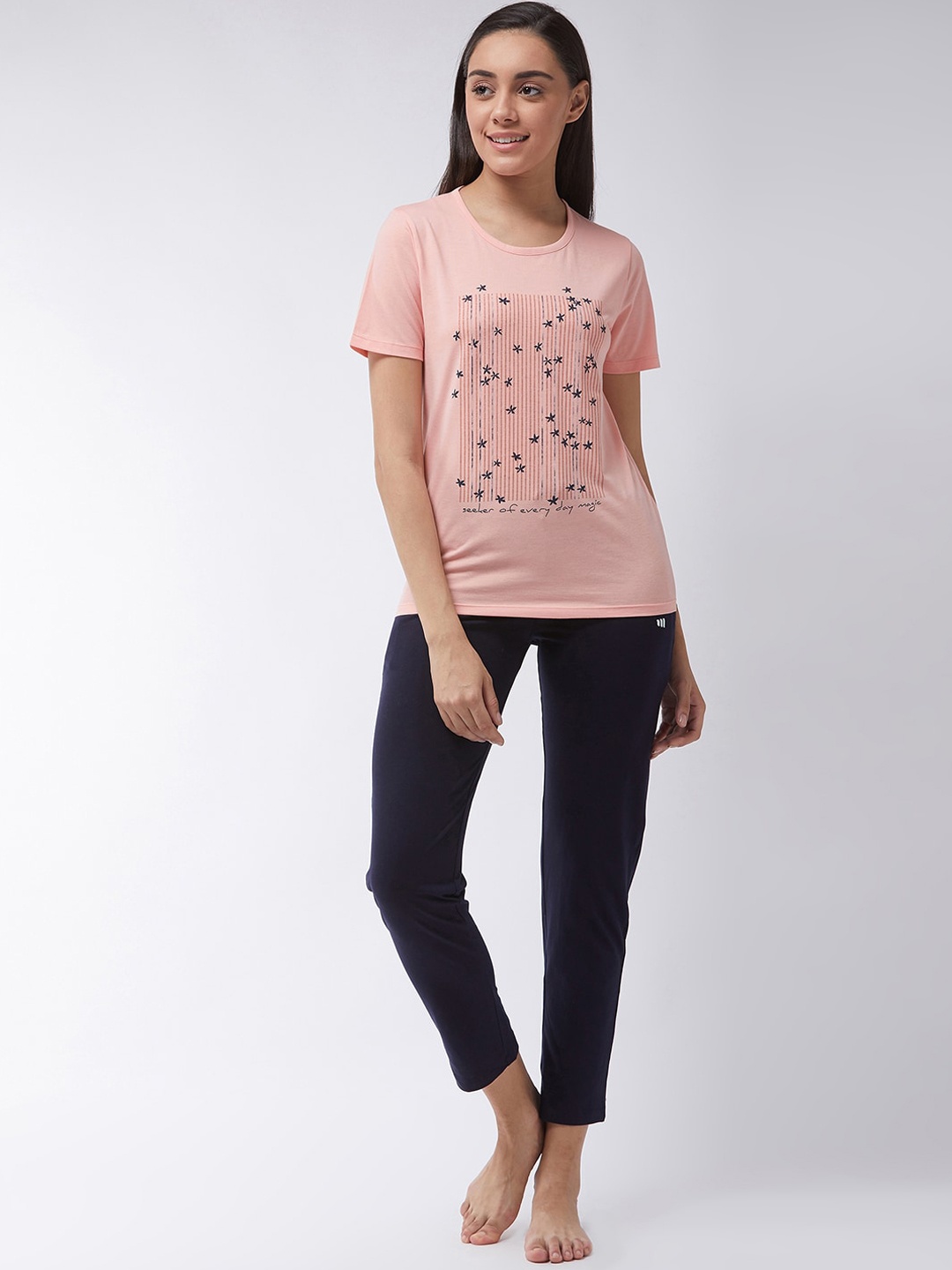 

Modeve Women Pink & Black Printed Night suit
