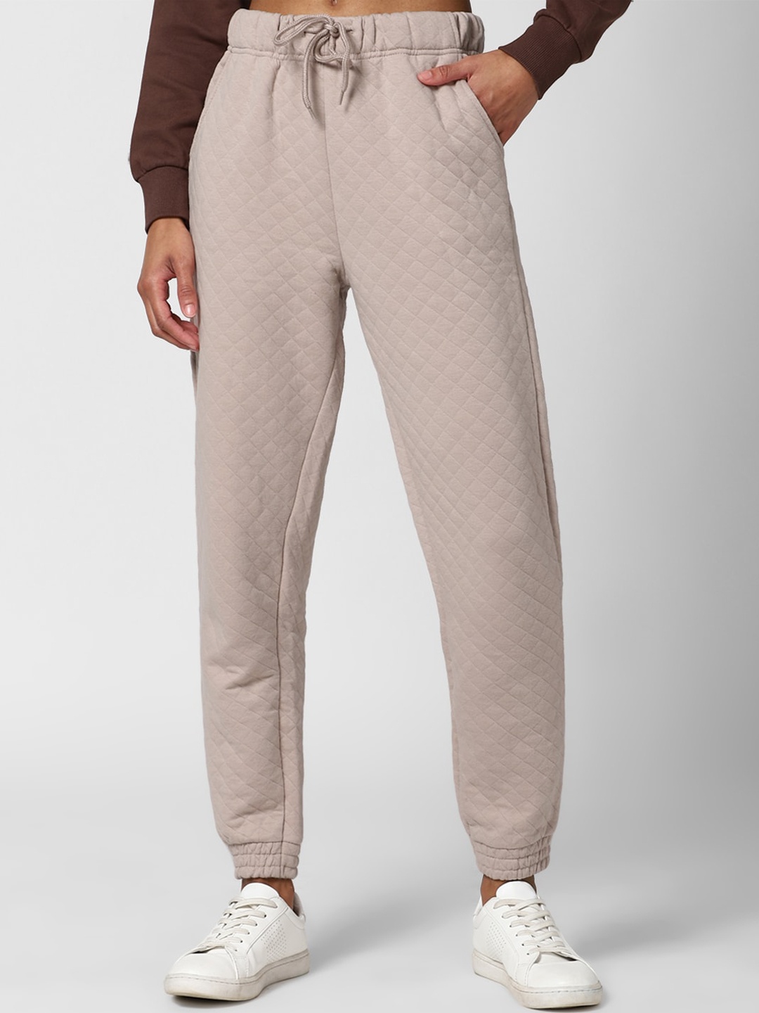 

FOREVER 21 Women Beige Joggers Trousers