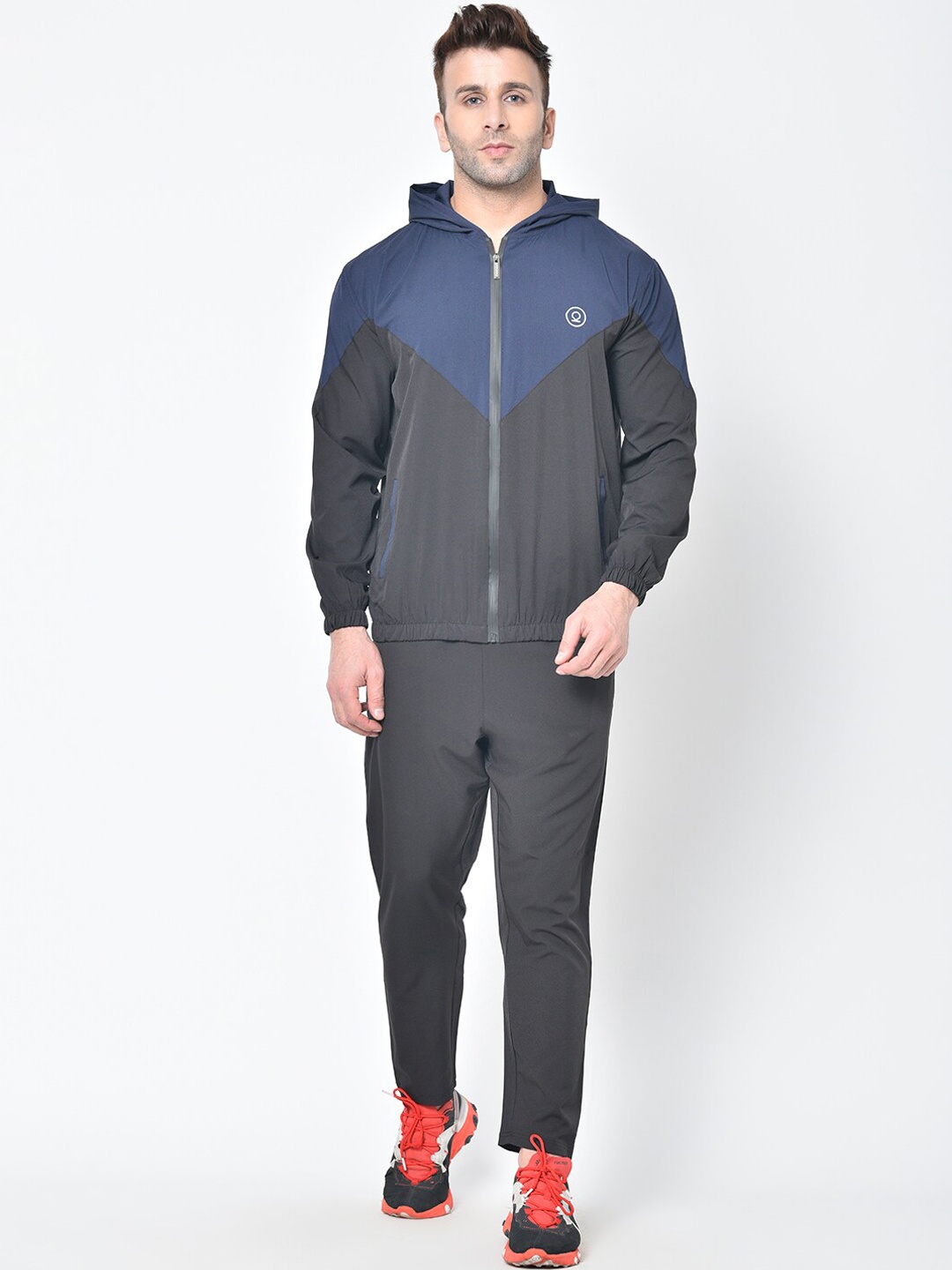 

Chkokko Men Navy Blue Cotton Tracksuit