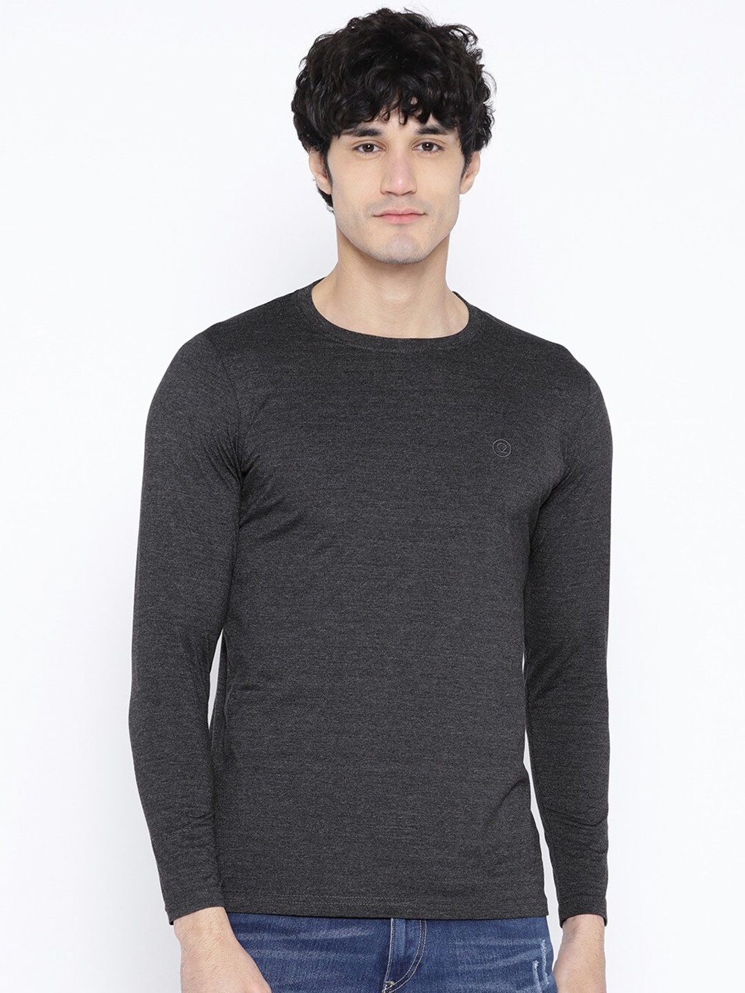 

CHKOKKO Men Grey Cotton T-shirt