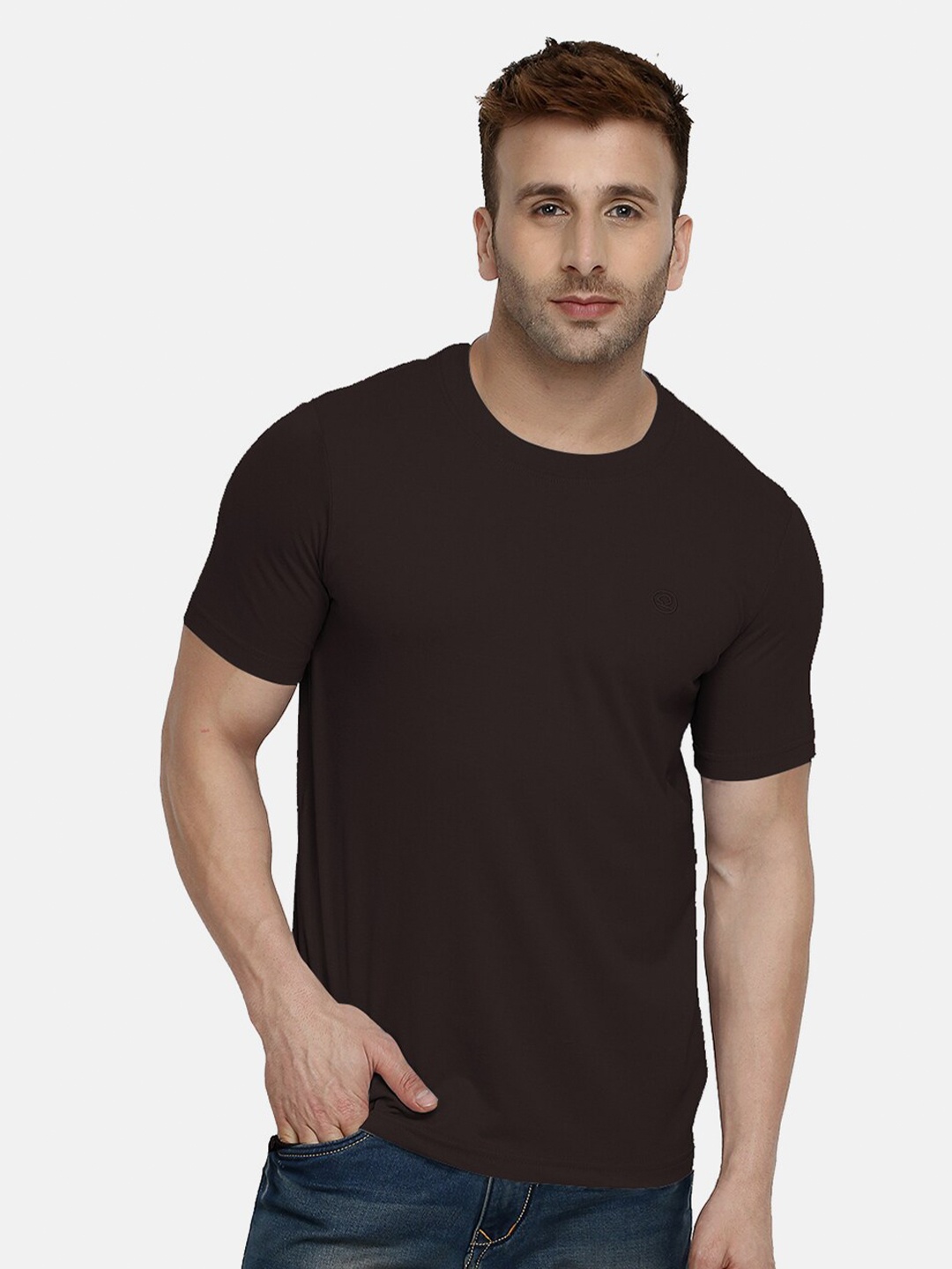 

Chkokko Men Brown Cotton T-shirt