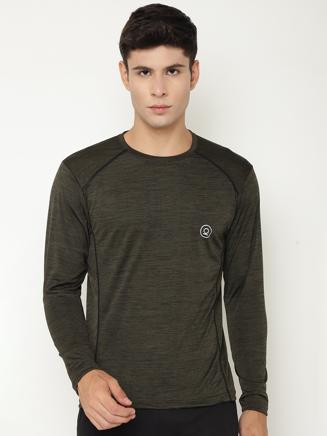 

Chkokko Men Olive Green Regular Fit T-shirt