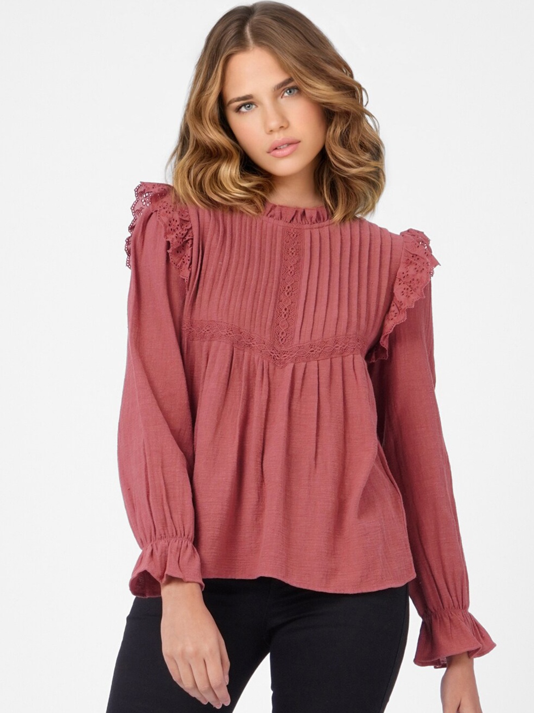 

ONLY Maroon Pure Cotton Top