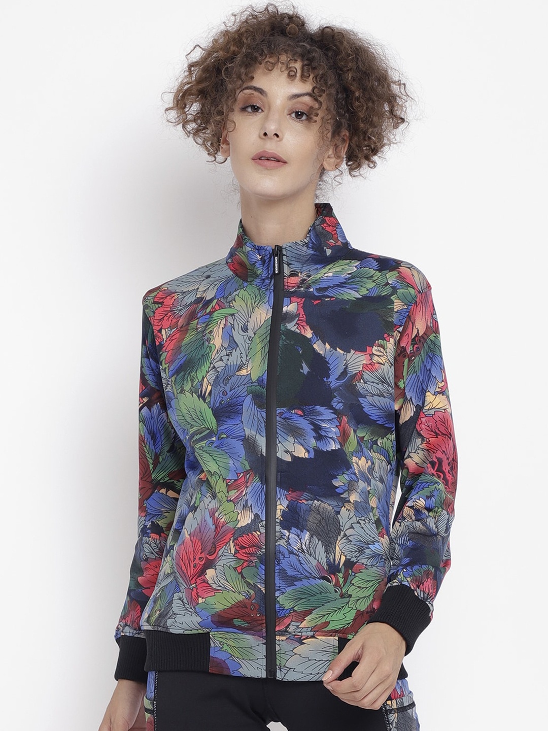 

CHKOKKO Women Blue & Pink Floral Lightweight Winter Sporty Jacket