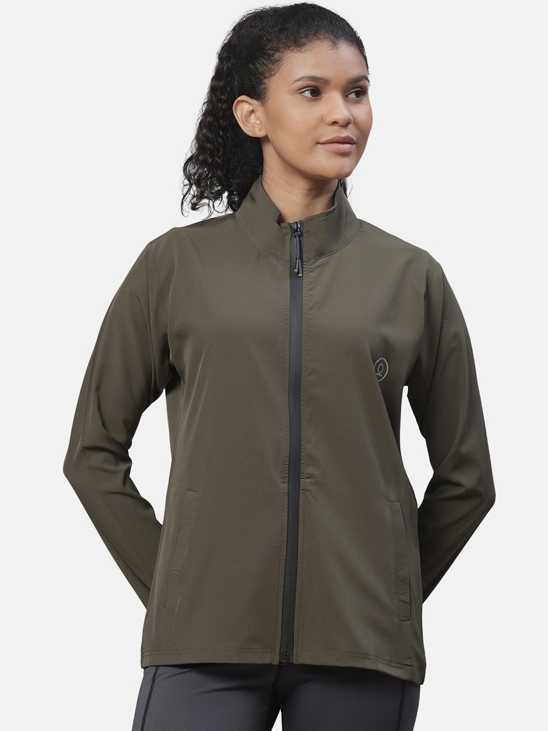 CHKOKKO Women Olive Green Lightweight Outdoor Sporty Jacket