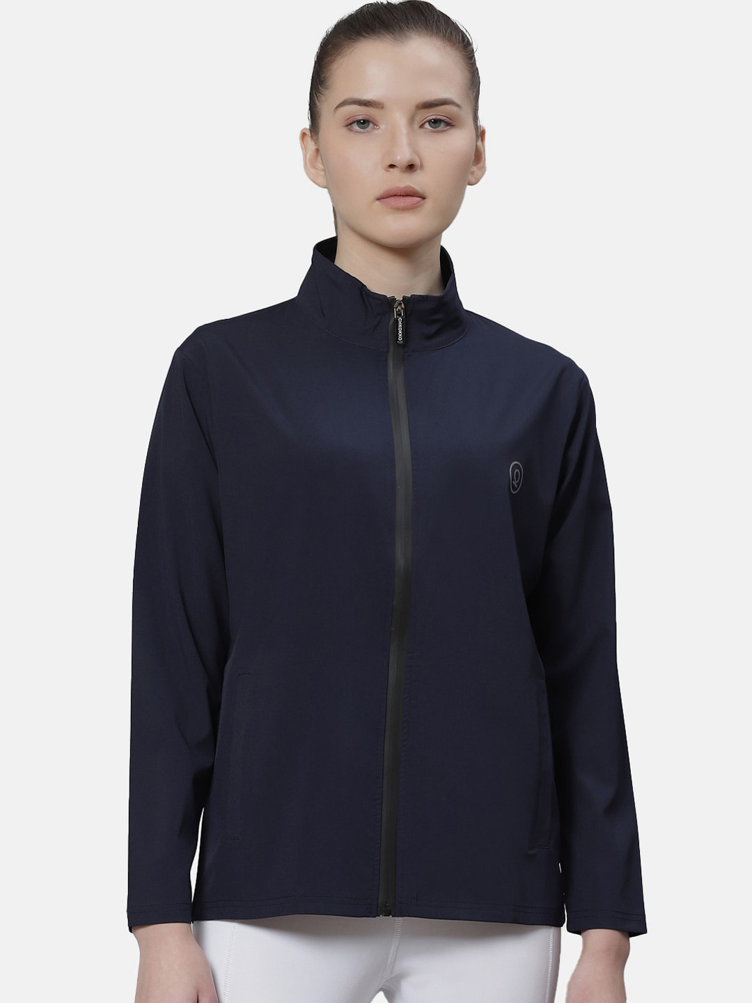 

CHKOKKO Women Navy Blue Lightweight Outdoor Sporty Jacket