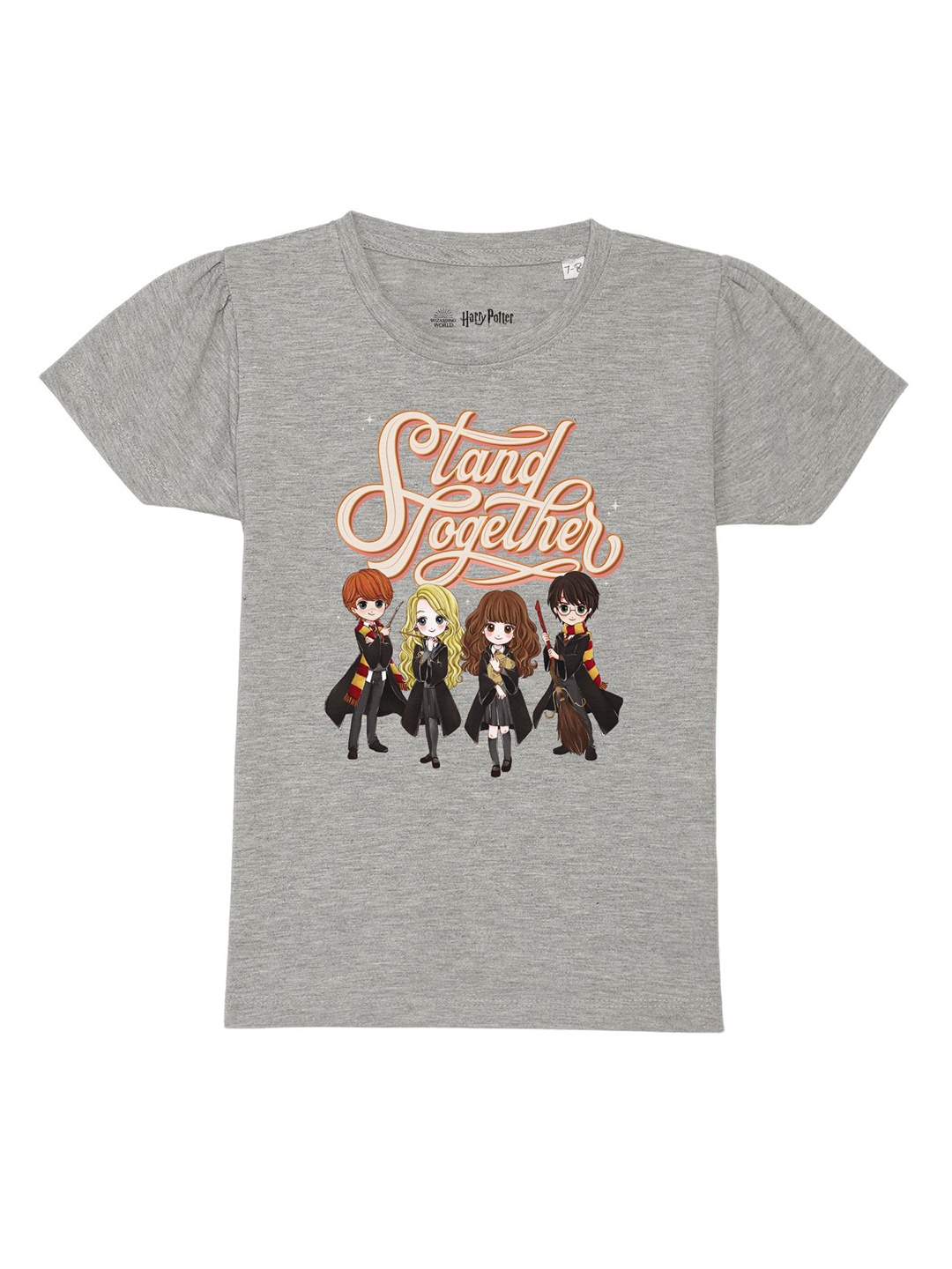 

Harry Potter by Wear Your Mind Girls Grey Printed Pure Cotton T-shirt