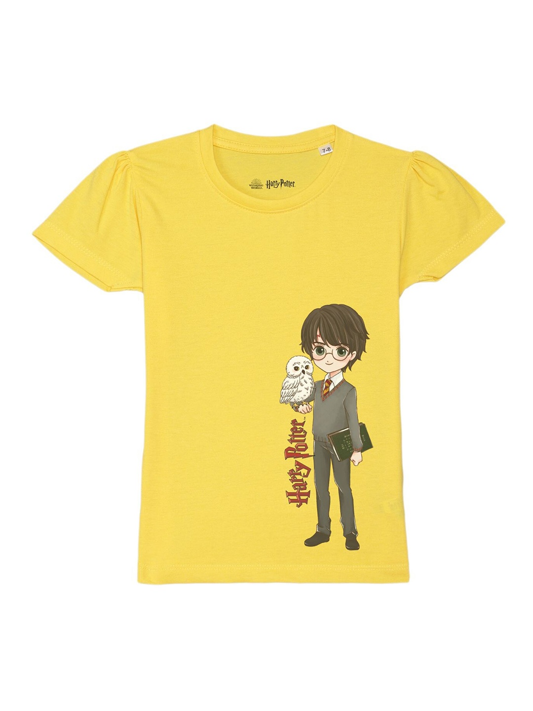 

Harry Potter by Wear Your Mind Girls Yellow & Grey Printed Pure Cotton T-shirt