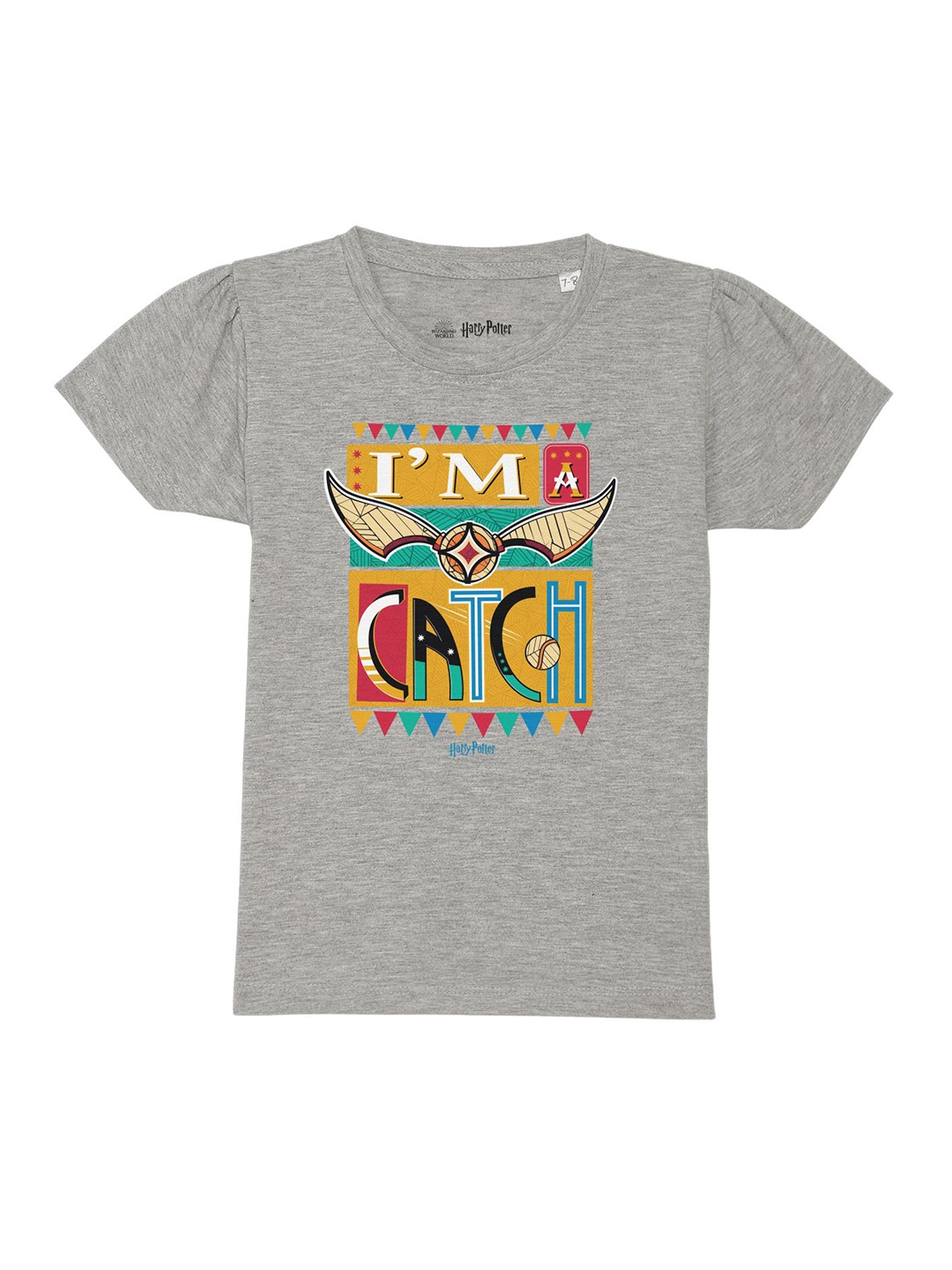 Harry Potter by Wear Your Mind Girls Grey Printed Pure Cotton T-shirt
