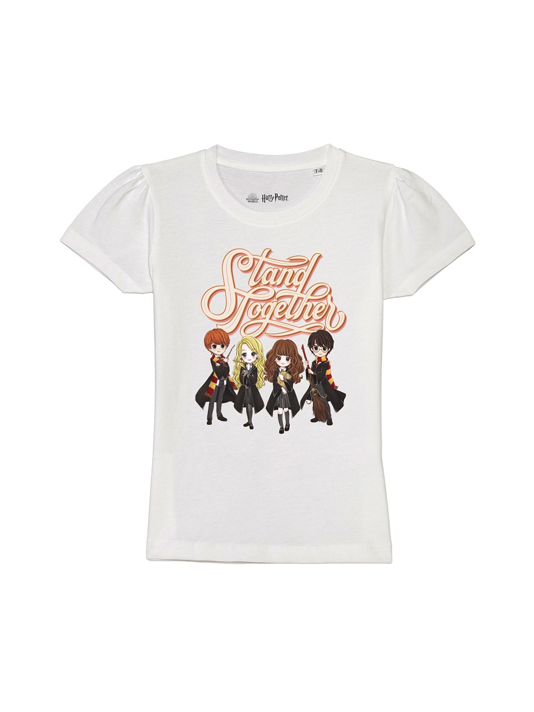 

Harry Potter by Wear Your Mind Girls White Printed Pure Cotton T-shirt