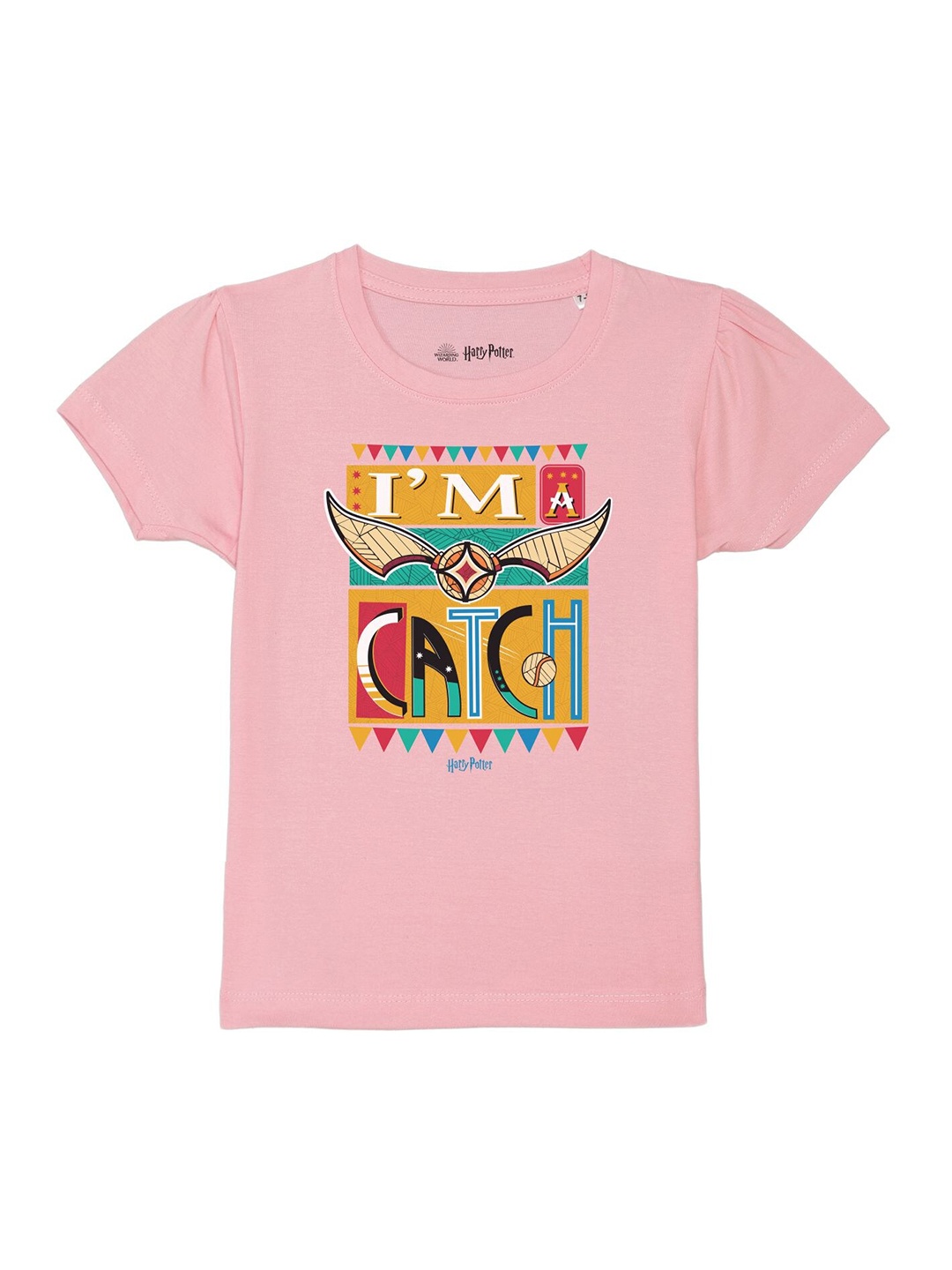 

Harry Potter by Wear Your Mind Girls Pink Harry Potter Printed Pure Cotton T-shirt