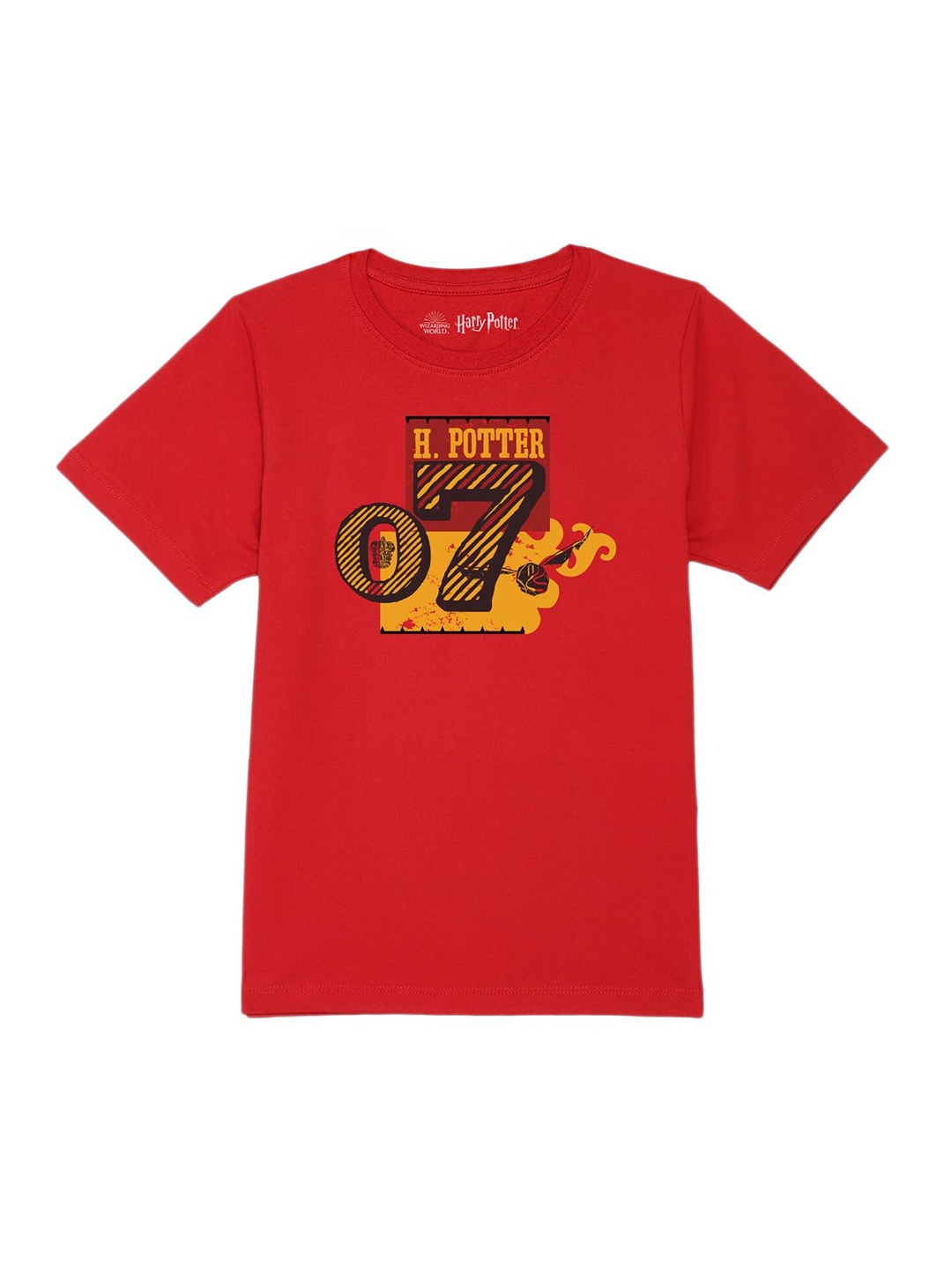 Harry Potter by Wear Your Mind Boys Red Typography Printed T-shirt